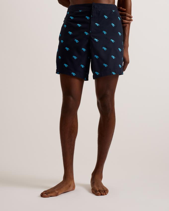 Short Ted Baker Embroidered Lobster Swim Bleu Marine Homme | BDM-95843406